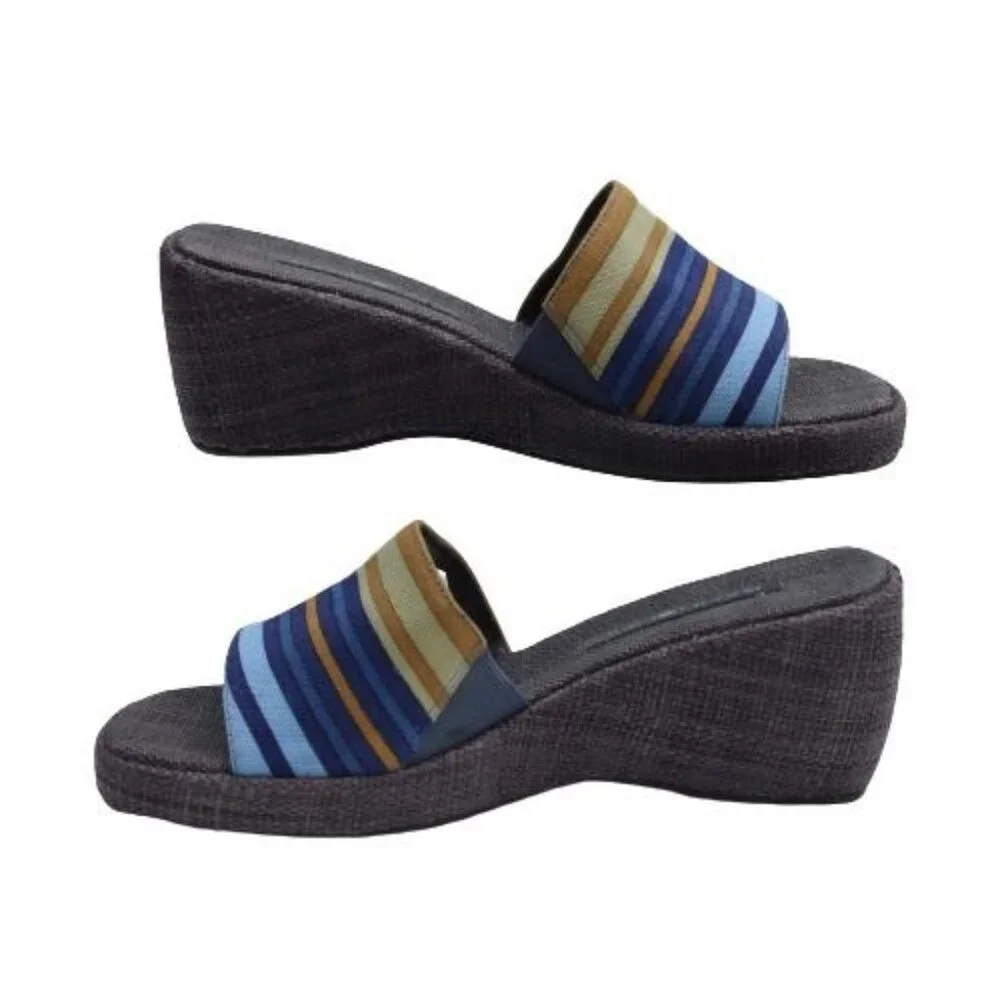 Bandolino Womens Sandals Size 9 Slides Wedge Heel Textured Fabric Harriet 3